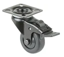 Swivel castor with brake and plate