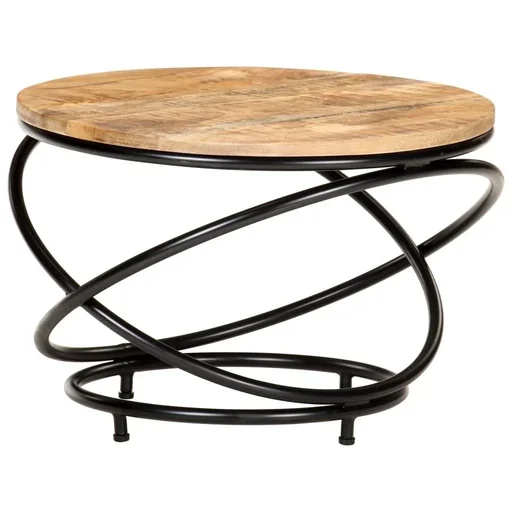 "Coffee table 60x60x40 cm solid mango wood raw black image"