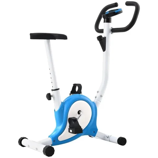 "Exercise bike with resistance bands blue image"