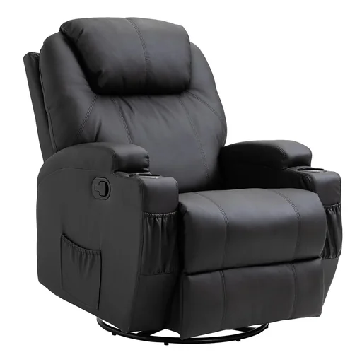 "Massage chair, recliner chair, TV chair, massage function, 5 massage modes, reclining function, PU leather, wood, metal, foam image"