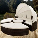 Polyrattan sun island Ø185cm - with WPC telescopic table & cushions