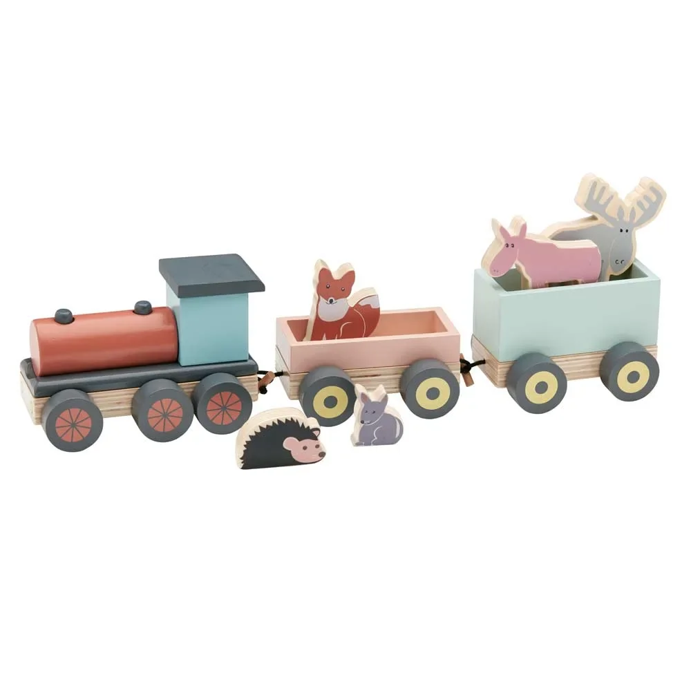 "Kids Concept speelgoedtrein hout met bosdieren image"