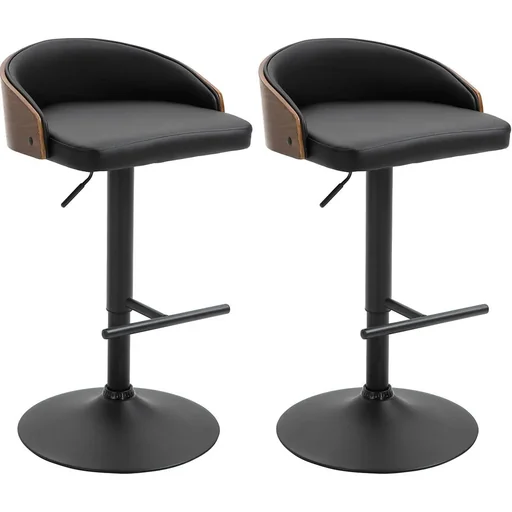 "Set of 2 bar stools, swivel bar chairs with footrest, bar chair height adjustable, kitchen chairs, swivel chairs, faux leather, wood image"