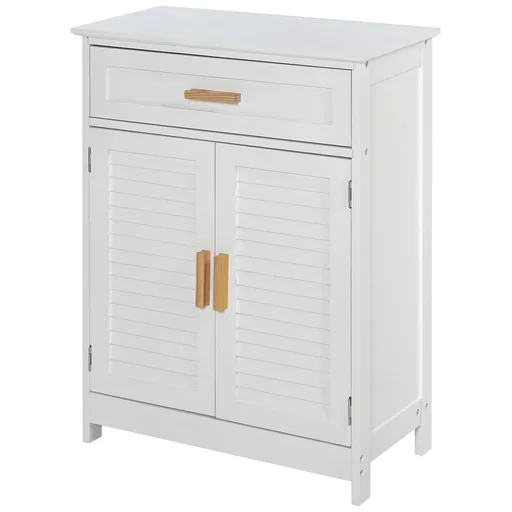 "Bathroom cabinet with 1 drawer and 1 cabinet with doors, white image"