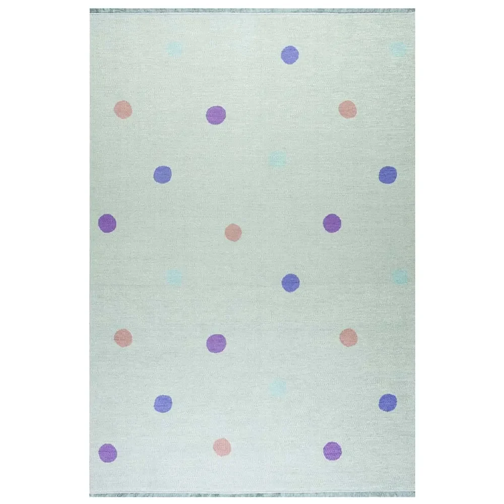 Livone kindertapijt wasbaar mint stippen kleurrijk, Tapijtmaat: 140 x 190 cm
