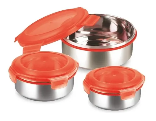 "Stainless steel click containers, 6 pieces image"