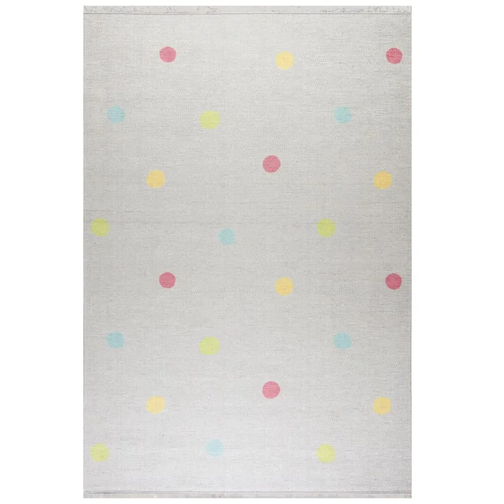 "Livone kindertapijt wasbaar zilvergrijs stippen kleurrijk, Tapijtmaat: 140 x 190 cm image"