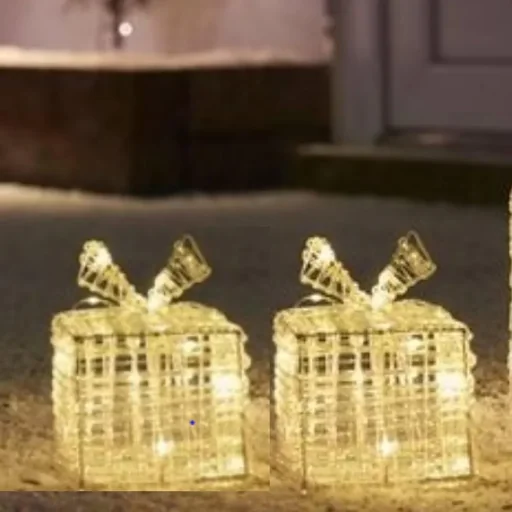 "SET of 2 illuminated gift boxes - 30 LEDs - 15 cm high image"