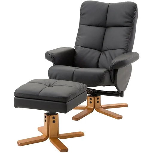 "Recliner chair TV chair with stool reclining function black image"