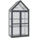 Greenhouse with 3 levels, solid wood, polycarbonate casing, grey, 70.5 x 42 x 132 cm