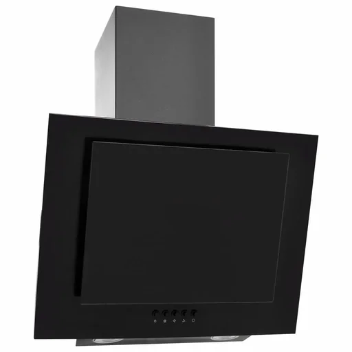 "Wall hood 60 cm made of stainless steel and tempered glass black image"