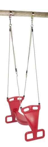 "Double swing seat plastic red, back to back image"