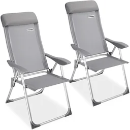 Opvouwbare tuinstoelen 2 stuks - aluminiumgrijs