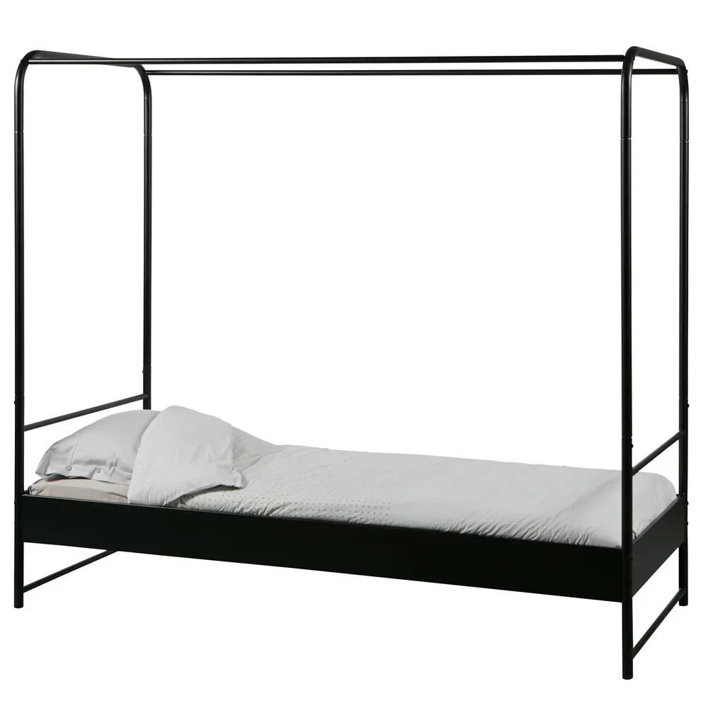 "WOOOD Metalen hemelbed zwart 90 x200 image"
