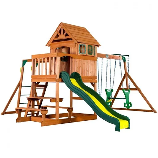 "Springboro play tower with swings and slide image"