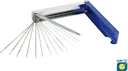 Nozzle cleaning needles with file in a metal case