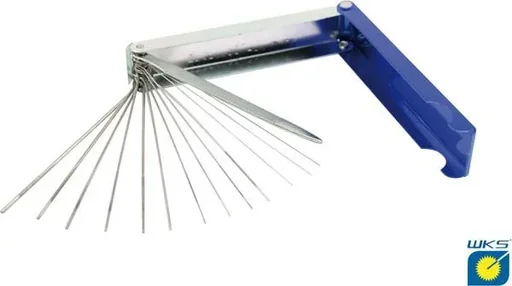 "Nozzle cleaning needles with file in a metal case image"