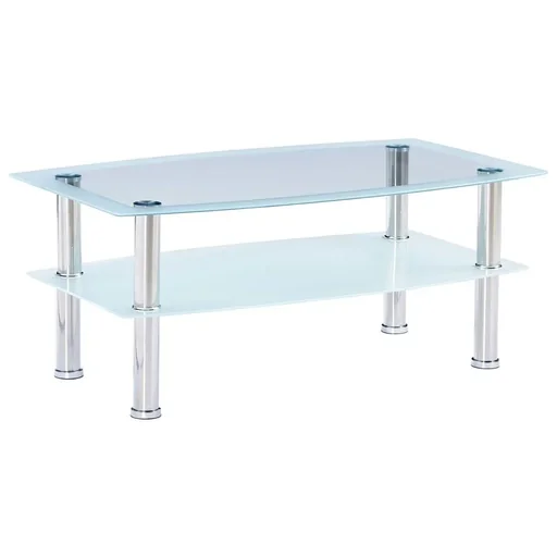 "Coffee table 100x60x42 cm tempered glass white image"