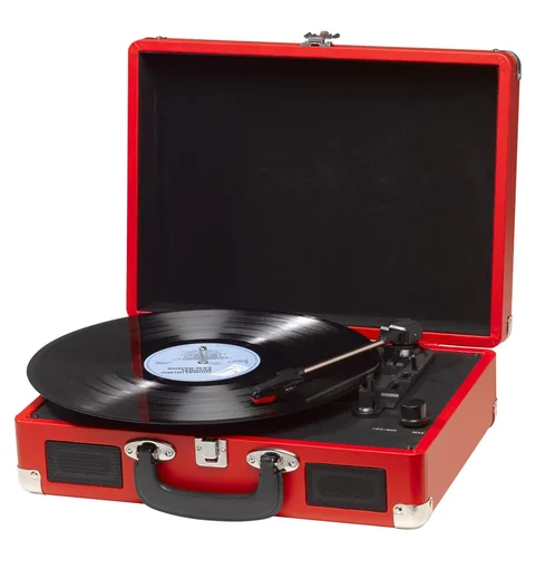 "Retro USB record player "VPL-120" in a case in red image"