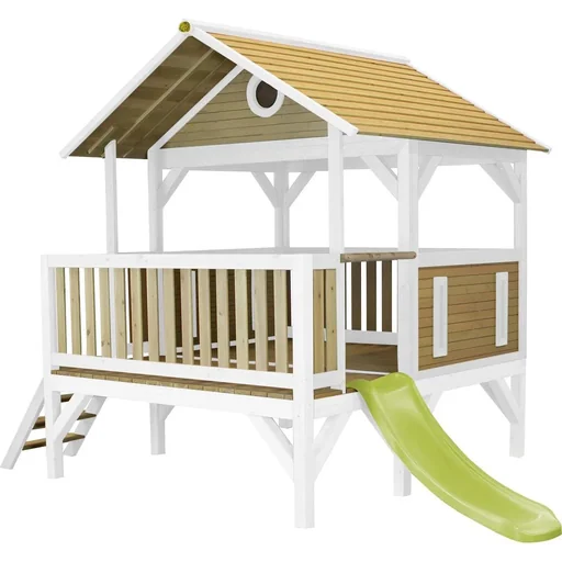 "Meeko Playhouse Brown/White - Lime Green Slide image"