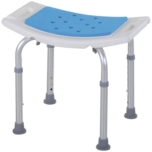 "Shower chair bath stool 6-level adjustable bath chair shower seat bathing aid aluminum alloy PE EVA blue+white+silver 52 image"