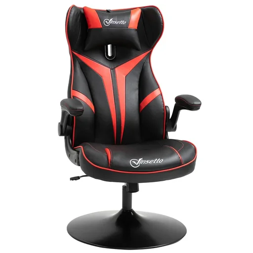 "Gaming chair ergonomic computer chair with rocking function swivel chair height adjustable steel black+red 67 x 75 x 106-112 image"