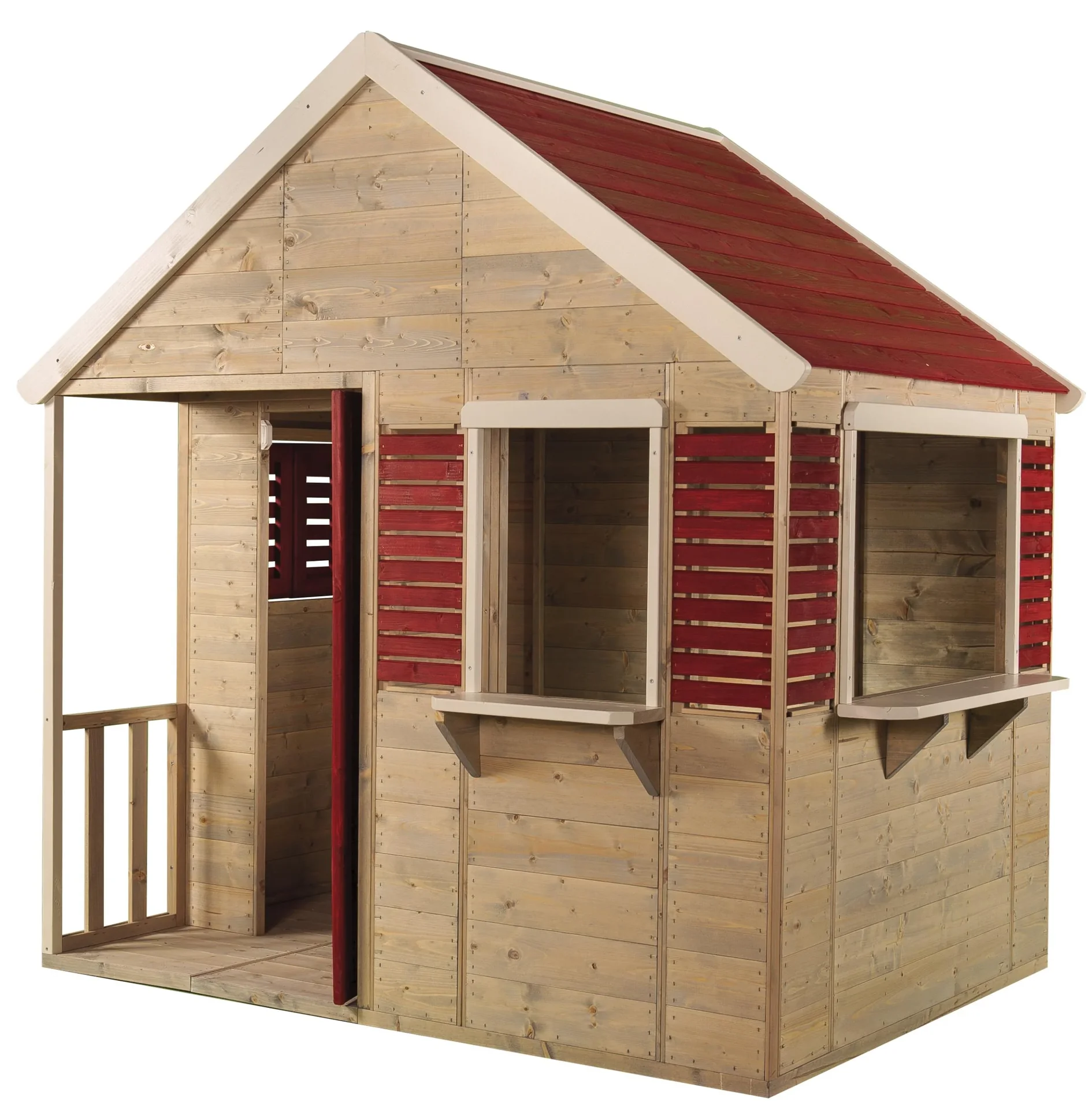 Wendi Toys Speelhuis Krokodil 120×155×168 cm Natuur/Rood – Veranda & beweegbare luiken