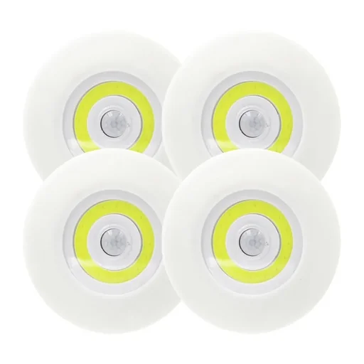 "LED lights set of 4 with motion detector and light sensor image"
