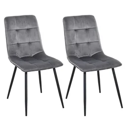 Set van 2 eetkamerstoel keukenstoel eettafel schuimstof metaal grijs+zwart 45 x