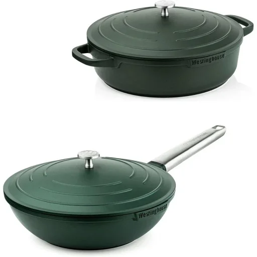 "Performance Series Pots & Pans - Wok Pan 28 cm + Frying Pan 32 cm - Green image"