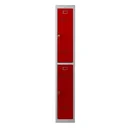 Locker PL Series - 2 doors with key locks, grey-red