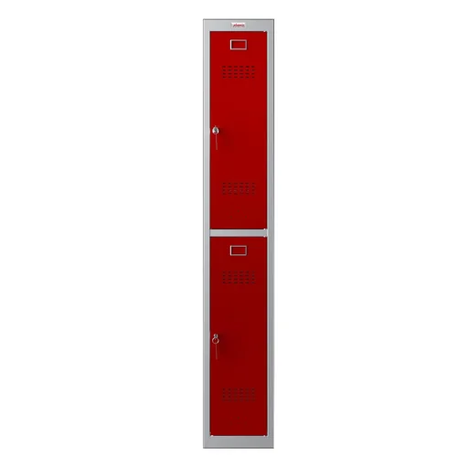"Locker PL Series - 2 doors with key locks, grey-red image"