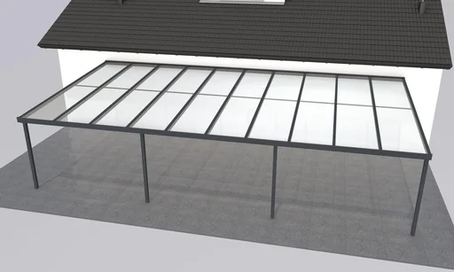 "Patio roof Premium, anthracite, 10140 x 5060 mm - Polycarbonate multi-wall sheets 16 mm, clear image"