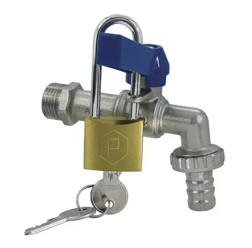 "Ball valve with padlock, blue handle, G 1/2" image"
