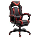 Gaming chair office chair swivel chair executive chair with footrest backrest cushion adjustable artificial leather red+black 65x64x11