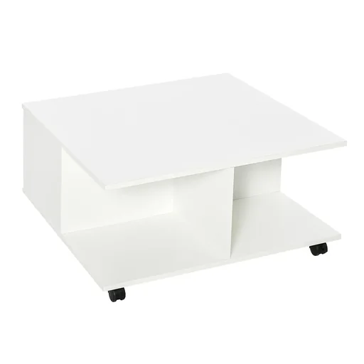 "Side table coffee table with two pull-out drawers 4 wheels open shelves coffee table living room table mod image"