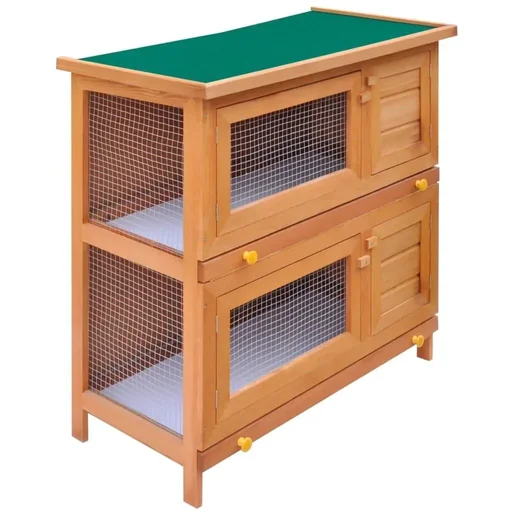 "Outdoor rabbit hutch with 4 wooden doors image"