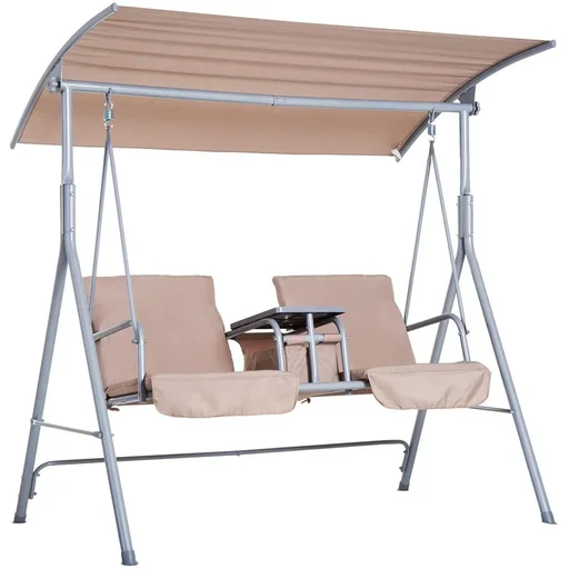 "Hollywood swing garden swing with sunroof 2-seater beige image"