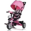 Children's tricycle - Pink - push bar, folding roof, folding footrest, basket