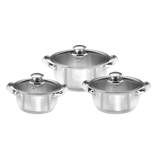 "6-piece Silver Line stainless steel cookware set image"