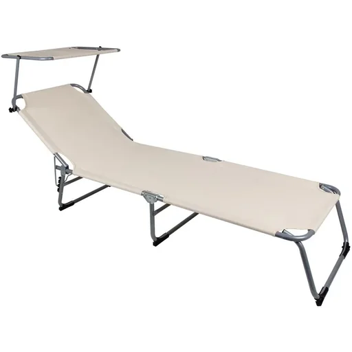 "Deck chair 'Hawaii' with sliding roof, aluminum beige, 195 x 60 x 30 cm image"