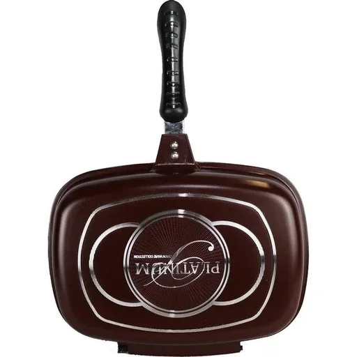 "Double pan / grill pan - 32 cm - cast aluminum - reversible grill pan - burgundy image"