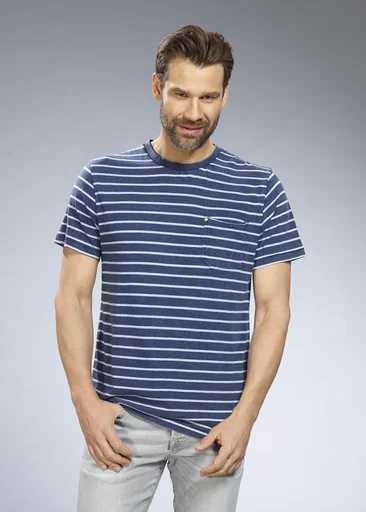 T-Shirt used look, Farbe blau gestreift, Gr.L