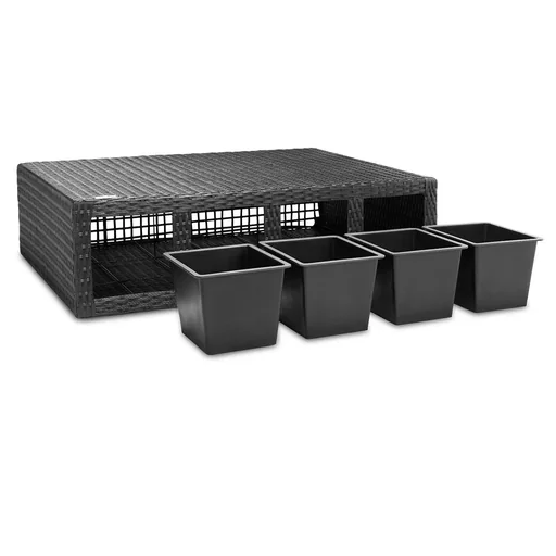 "Planter Polyrotan black 95 x 27 x 60cm suitable for 4 plants image"