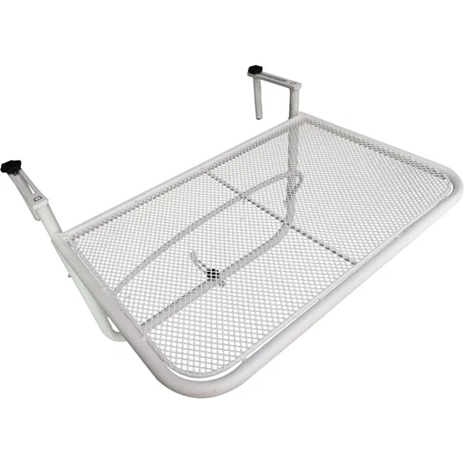 "Balcony hanging table, height-adjustable, square, terrace, metal, white, L60 x W56.5 x H45 cm image"