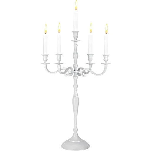 "Candlestick white glossy aluminum 60cm 5-armed image"