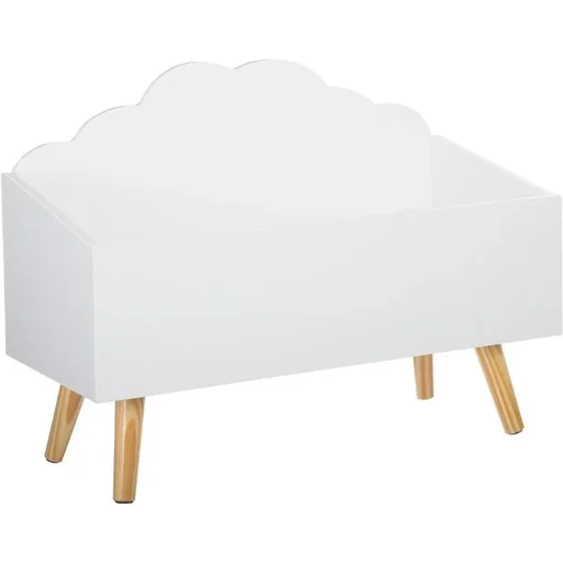 "Wooden toy chest - white - 58x28x45 cm image"