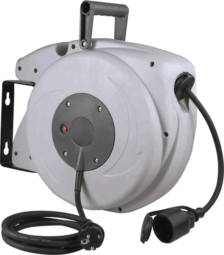"Automatic cable reel 20+2m H05VV-F 3G1.5, carrying handle, wall bracket image"