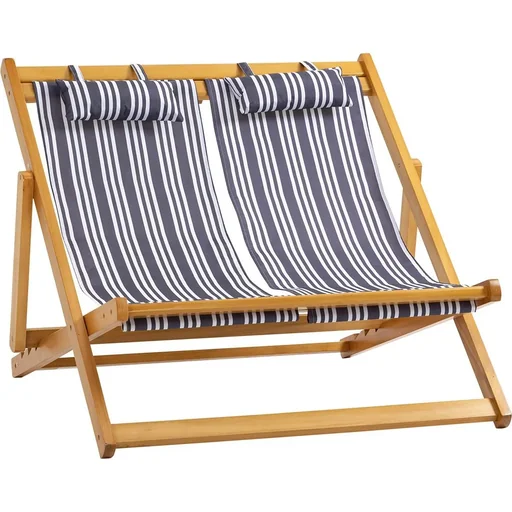 "Garden lounger for 2 people, foldable, up to 200 kg, teak+grey+white, 108 x 105 x 85 cm image"