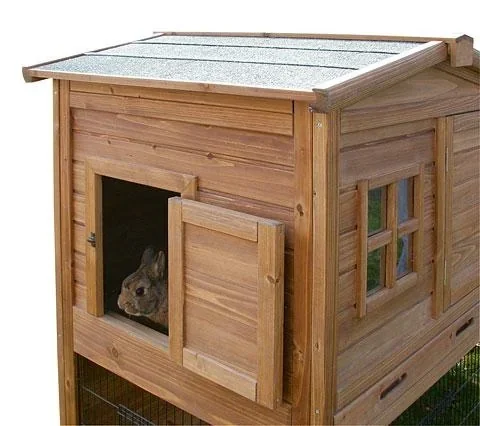 "Small animal hutch including outdoor enclosure 160 x 80 x 117 cm image"